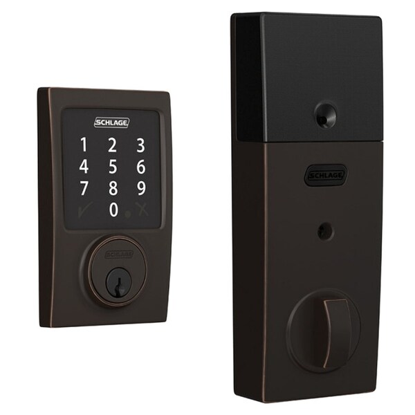 Grade 2 Touchscreen Deadbolt Lock, Connect Series, Century Trim, Antique Bronze Finish